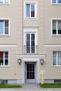 Fassade Mehrfamilienhäuser aus den 1950er-Jahren in Cottbus Fassade Mehrfamilienhäuser aus den 1950er-Jahren in Cottbus